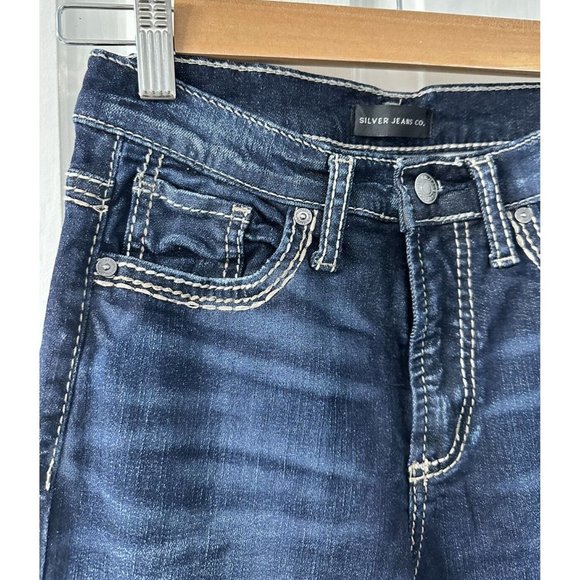 Silver Jeans Co Size 24 Calley Slim Boot Jean high rise blue jeans Inseam 33” - Picture 3 of 4